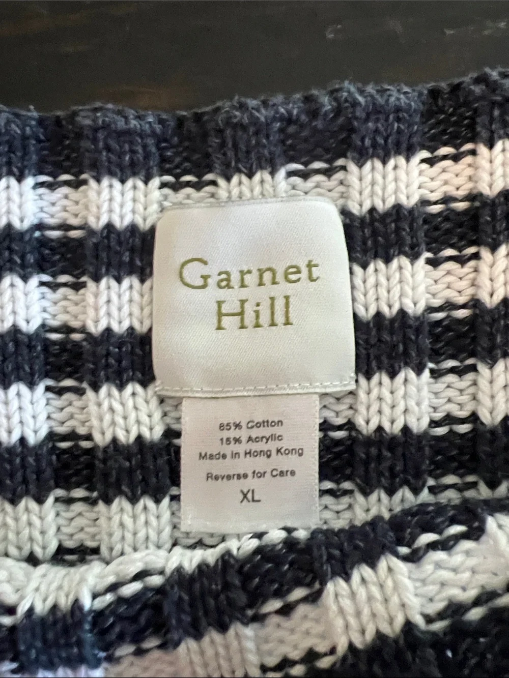 Garnet Hill navy  and White Striped Crewneck Sweater cotton nautical women’s XL